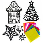 Suncatcher Christmas Day Paper Kit - Part 2 - Christmas Shop, Christmas Tree, Christmas Star - Contents