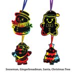 Scratch Art Christmas Ornament Deco - 12 Magical Holiday Pals! - Snowman, Gingerbreadman, Santa, Christmas Tree
