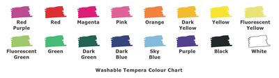 Washable Tempera Paint - Colour Chart