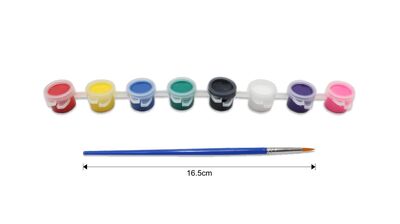 KS Colour Bucket And Paint Brush Set - 8 x 2.5ml