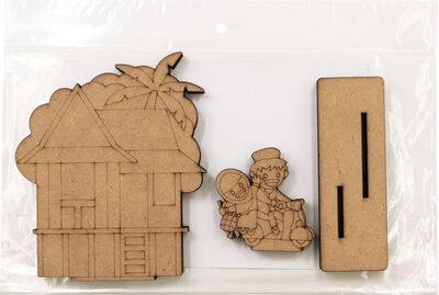 Wooden Kampung House Deco Stand - Pack of 5 - Packaging Back