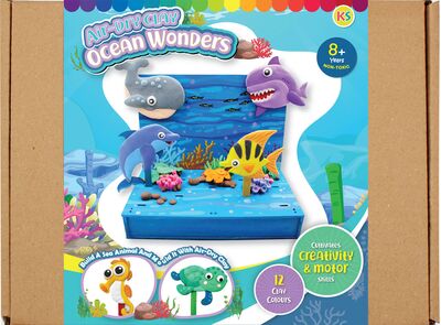 Ocean Wonders Clay Scene Kraft Box Kit - Includes Ocean Backdrop And 6 Sea Creatures!