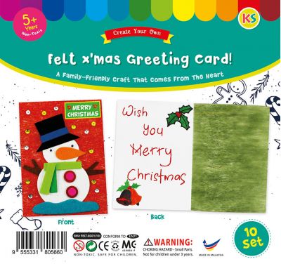 Felt Christmas Snowman Greeting Card - Pack of 10