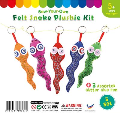 Felt Colourful Snake Plushie 5 Pack