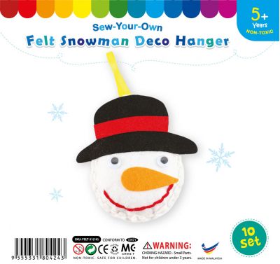 Felt Snowman Deco Hanger - Pack of 10