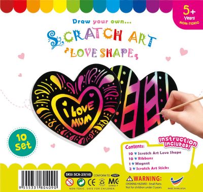Scratch Art Love Shape - Pack of 10