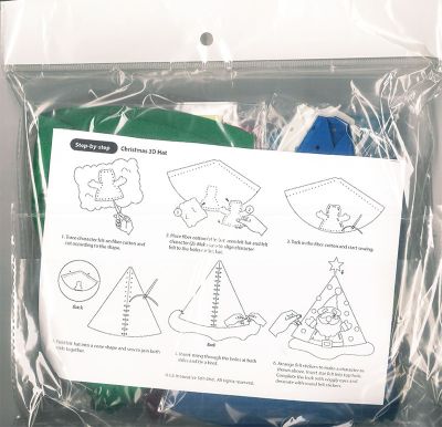Felt Christmas 3D Hat Kit Pack of 5 - Packaging Back