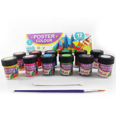 KS Poster Colour Set - 12 x 15ml Assorted Colours