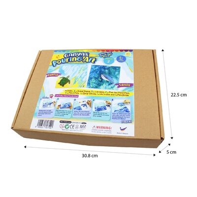 Canvas Pouring Art Box Set - Turtle And Shark - Box Size