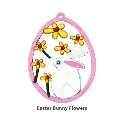 Wooden Easter Egg Hanger Deco - Easter Bunny Flowers