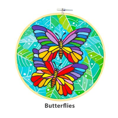Canvas Painting In Hoop - Butterflies