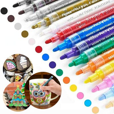 Flysea Acrylic Paint Marker Pens - 14 Colours