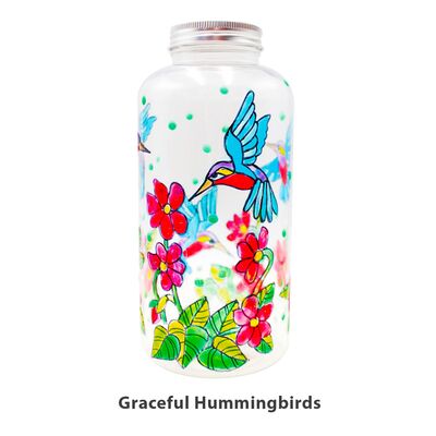 Glass Bottle Deco Painting Kit - Graceful Hummingbirds