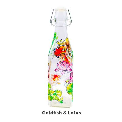 Glass Bottle Deco Painting Kit - Goldfish And Lotus