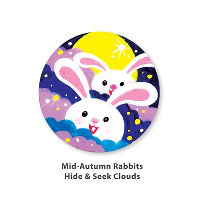 Mid-Autumn Rabbit Magnet Painting - Rabbits Hide and Seek Clouds