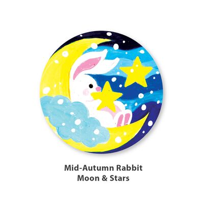 Mid-Autumn Rabbit Magnet Painting - Rabbit Moon and Stars