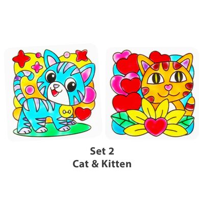 Suncatcher Cup Coaster Set - Cat and Kitten