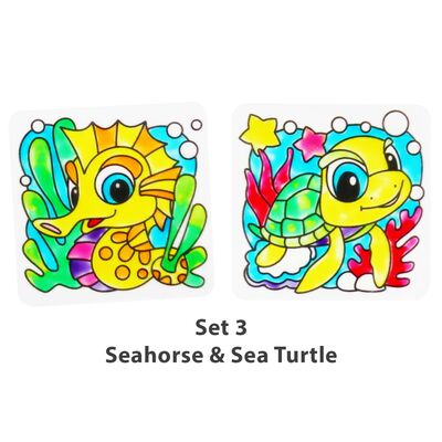 Suncatcher Cup Coaster Set - Seahorse and Sea Turtle