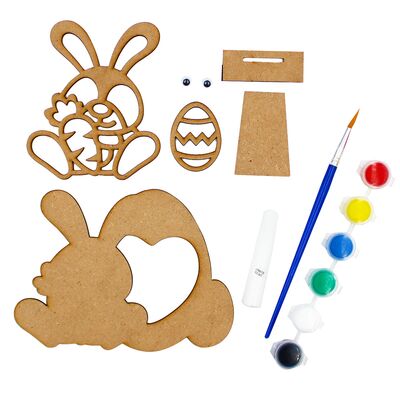 Wooden Bunny Photo Frame Kit - Contents