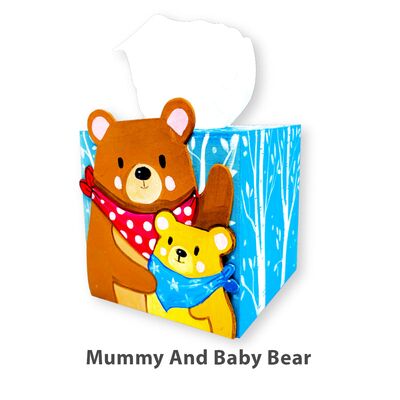 Wooden Tissue Box Painting Kit - Mummy and Baby Bear