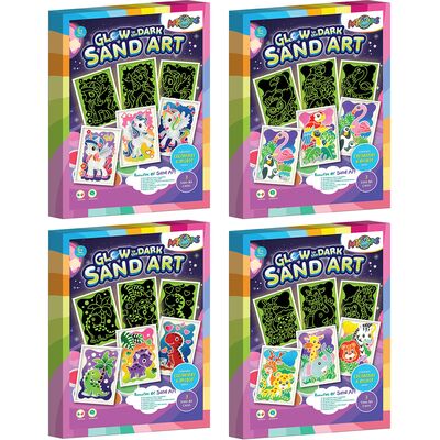 Glow-in-the-Dark Sand Art Set - Unicorns / Birds / Animals / Dinosaurs