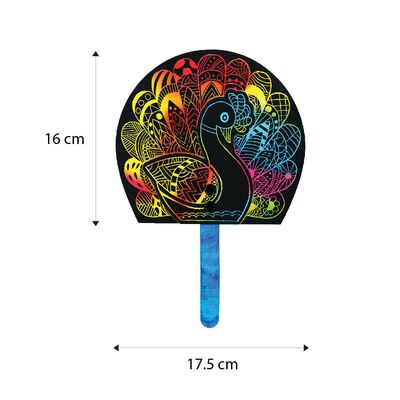Scratch Art Deepavali Peacock Fan Kit - Size