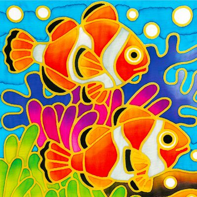 Batik Painting Malaysia - Clownfish Batik Painting Malaysia - Clownfish