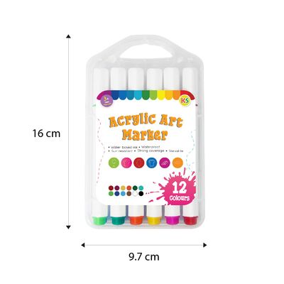 Acrylic Art Marker - 12 Colours - Size