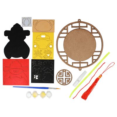 Felt Chinese New Year Hanging Deco Kit - God of Wealth / Spring Mandarin Orange / Fortune Cat - Contents