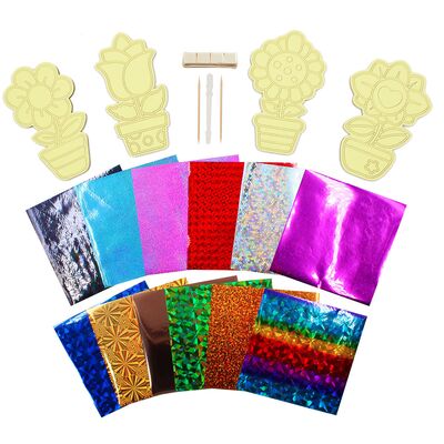 Foil Art 4-in-1 Flower Board Kit - Rose, Daisy, Heart, Sunflower - Contents