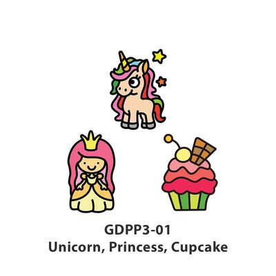 Glass Deco Reelable Kit -GDPP3-01 - Unicorn, Princess, Cupcake