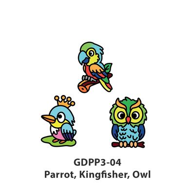 Glass Deco Reelable Kit - GDPP3-04 - Parrot, Kingfisher, Owl