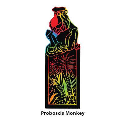 Scratch Art Bookmark Wild Life Part 1 - Proboscis Monkey
