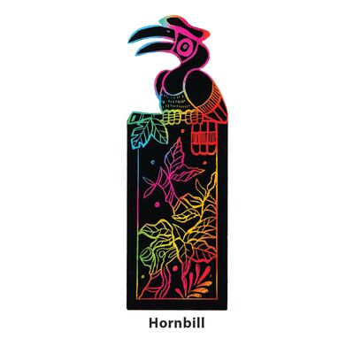 Scratch Art Bookmark Wild Life Part 1 - Hornbill