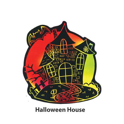 Scratch Art Halloween Deco Stand - Halloween House