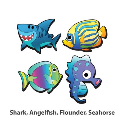 Wooden Sealife Animal Magnet Kit - Shark, Angelfish, Flounder, Seahorse Wooden Sealife Animal Magnet Kit - Shark, Angelfish, Flounder, Seahorse