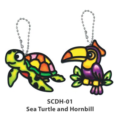 Suncatcher 3D Malaysia Theme Deco Hanger Pack of 2 - Sea Turtle and Hornbill