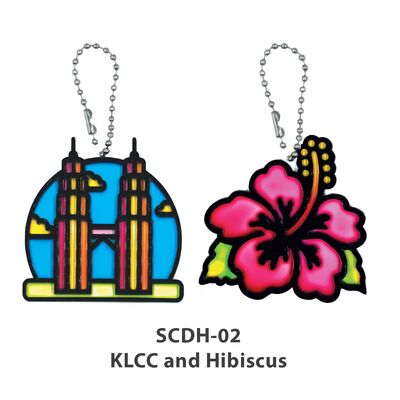 Suncatcher 3D Malaysia Theme Deco Hanger Pack of 2 - KLCC and Hibiscus