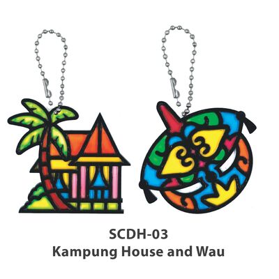 Suncatcher 3D Malaysia Theme Deco Hanger Pack of 2 - Kampung House and Wau