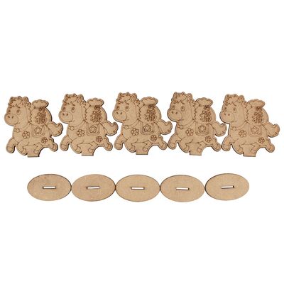 Wooden Horse Deco Stand - Pack of 5 - Contents