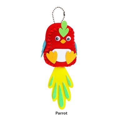 Felt Birdie Keychain - Playful Parrot