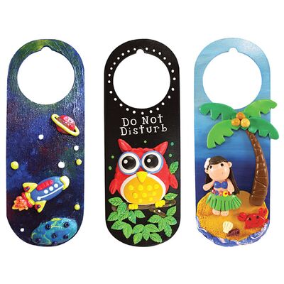 My-Clay Door Tag - Space Journey, Good Night Owl and Girl in Hawaii Island