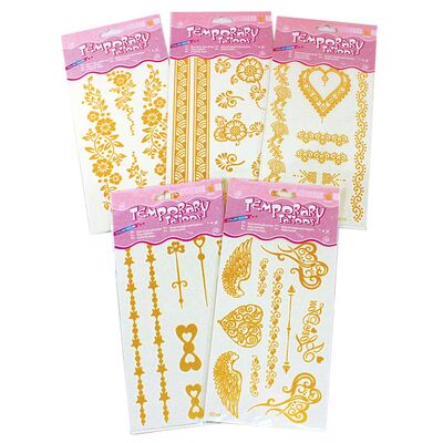 Temporary Glitter Tattoo - Gold Mix - Pack of 5