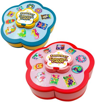 Portable Sand Art Tray Carousel Caddy - Keep Your Sand Tidy - Pink / Blue