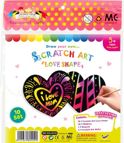 Scratch Art Love Shape - Pack of 10