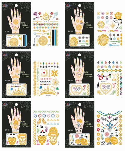 Temporary Hand Bling Tattoo Mix - Assorted Designs