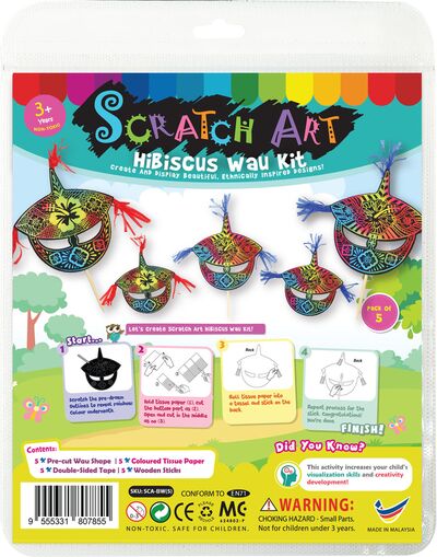 Scratch Art Hibiscus Wau Kit - Pack of 5