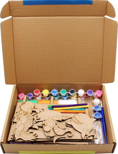 Ocean Wonders Clay Scene Kraft Box Kit - Includes Ocean Backdrop And 6 Sea Creatures!