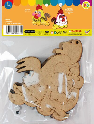 Rooster Colouring Board Pack of 5 - Packaging Back