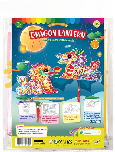 Dragon Lantern With LED Light Kit - Pack of 5